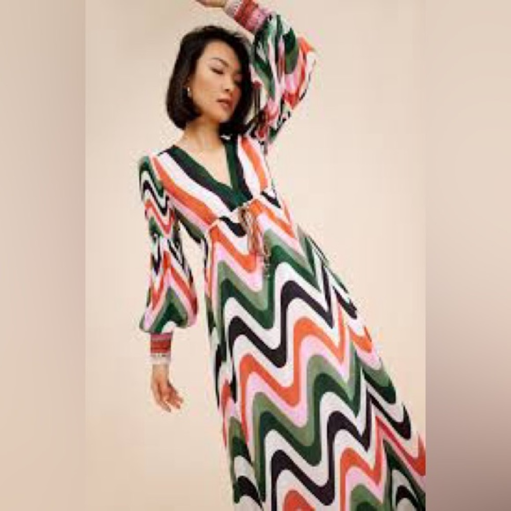 FARM Rio Wave Gradient Maxi Dress Size L EUC